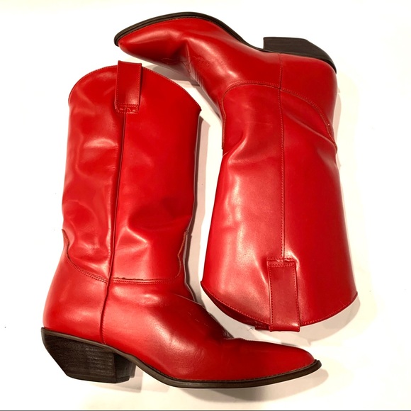 red leather cowboy boots